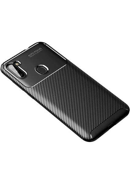 Samsung Galaxy A11 Kılıf Negro Karbon Desen Silikon + Ekran Koruyucu