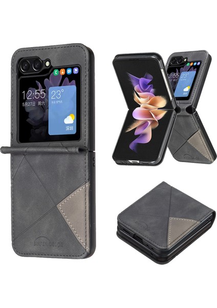 Samsung Galaxy Z Flip6 Için Eşkenar Dörtgen Dokulu Pc + Pu Kılıf (Yurt Dışından)