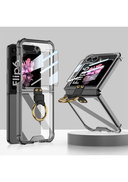 Samsung Galaxy Z Flip6 Için Filmli Gkk Hava Yastığı Halkalı Kılıf (Yurt Dışından)