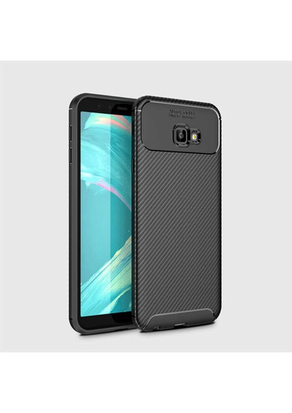 Samsung Galaxy J4 Plus Kılıf Negro Karbon Desen Silikon + Ekran Koruyucu