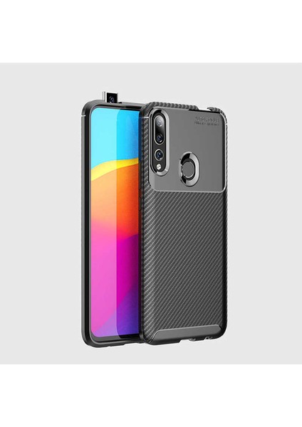 Huawei Y9 Prime 2019 Kılıf Negro Karbon Desen Silikon + Ekran Koruyucu