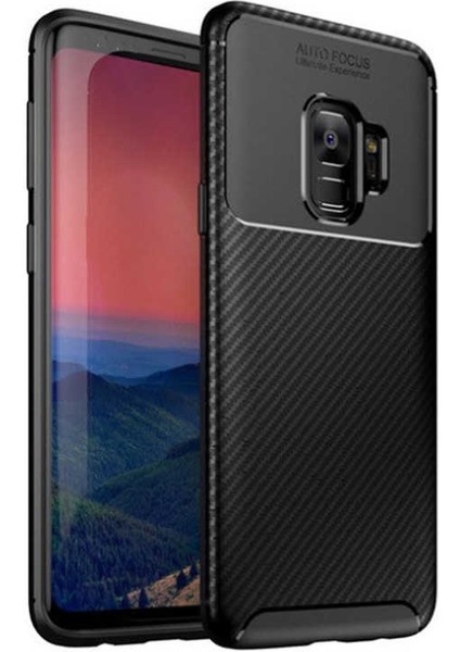 Samsung Galaxy S9 Kılıf Negro Karbon Desen Silikon + Ekran Koruyucu