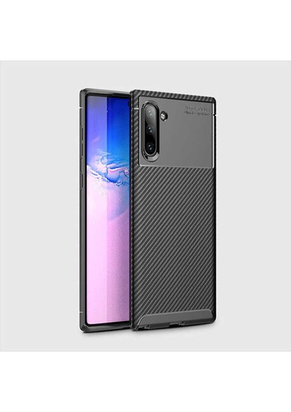 Samsung Galaxy Note 10 Kılıf Negro Karbon Desen Silikon + Ekran Koruyucu