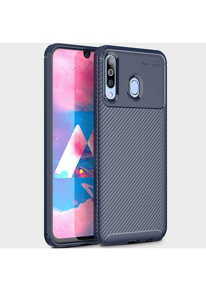 Samsung Galaxy M30 Kılıf Negro Karbon Desen Silikon + Ekran Koruyucu