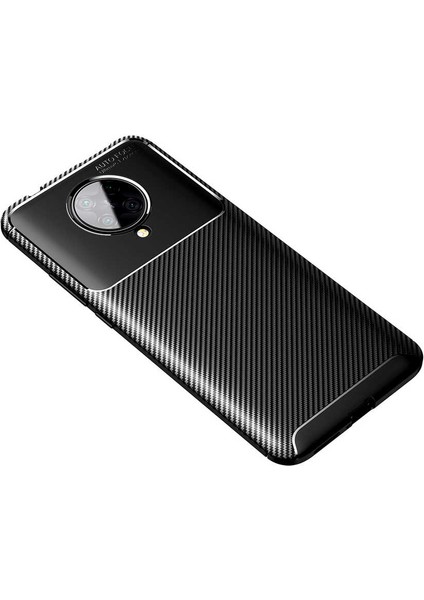 Xiaomi Poco F2 Pro Kılıf Negro Karbon Desen Silikon + Ekran Koruyucu
