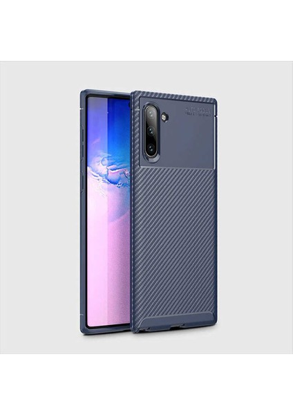 Samsung Galaxy Note 10 Kılıf Negro Karbon Desen Silikon + Ekran Koruyucu
