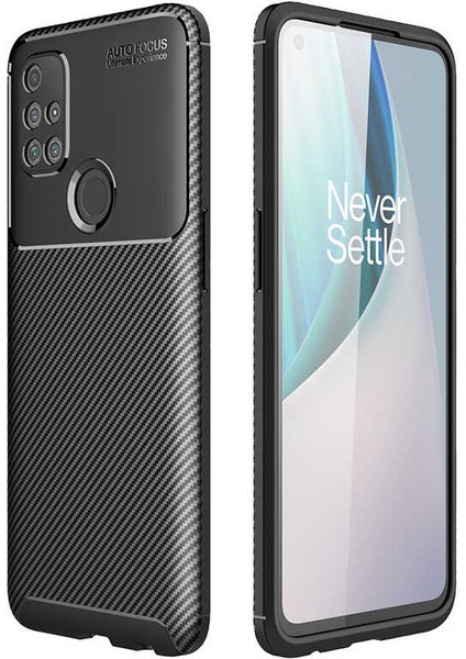 Oneplus Nord N10 Kılıf Negro Karbon Desen Silikon + Ekran Koruyucu