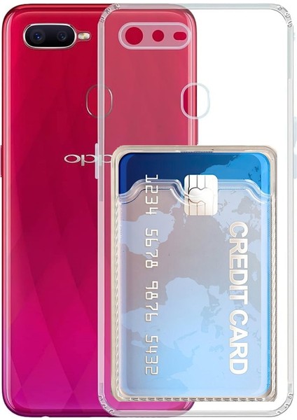 Oppo A5S Kılıf Kamera Korumalı Kartlıklı Setra Şeffaf Silikon