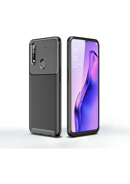 Oppo A31 Kılıf Negro Karbon Desen Silikon + Ekran Koruyucu