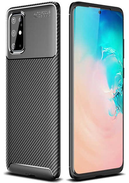 Samsung Galaxy S20 Plus Kılıf Negro Karbon Desen Silikon + Ekran Koruyucu