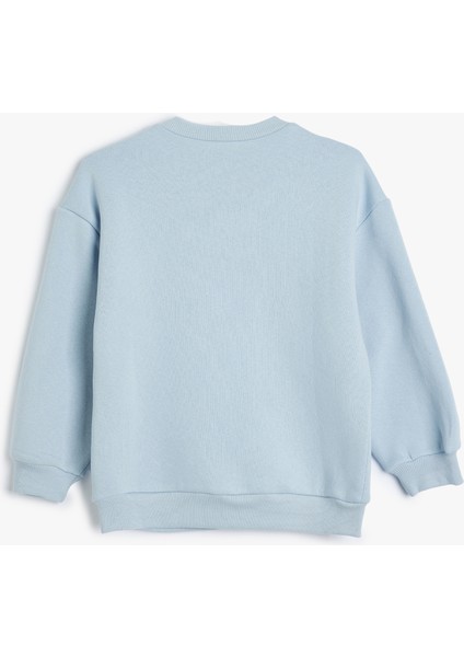 Sweatshirt Çiçek Baskılı Uzun Kollu Bisiklet Yaka fiyatları