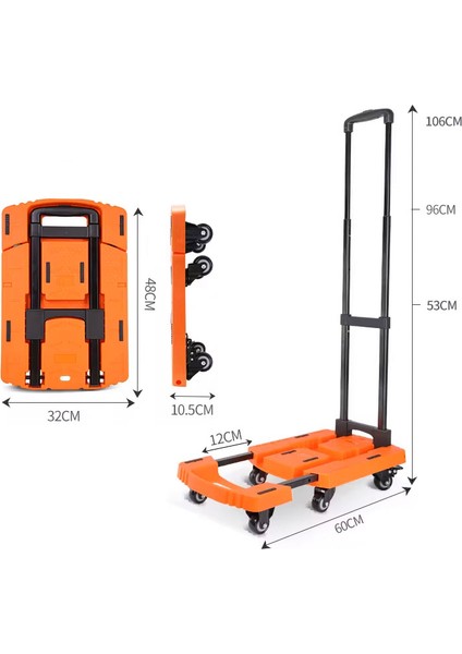 6 Tekerli Katlanabilir ve Ayarlanabilir Taşıma Arabası 200 kg