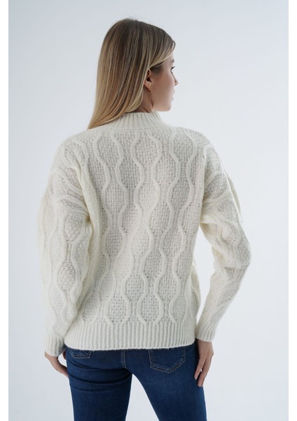 Kadın Kemik Oversize Yarım Balıkçı Yürütme Petek Örgü Yün Özel Iplik Triko Örme Kazak modelleri