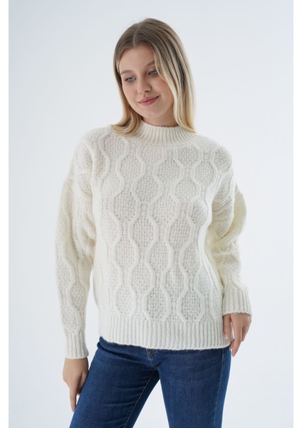 Kadın Kemik Oversize Yarım Balıkçı Yürütme Petek Örgü Yün Özel Iplik Triko Örme Kazak fırsatları