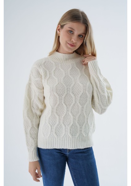 Kadın Kemik Oversize Yarım Balıkçı Yürütme Petek Örgü Yün Özel Iplik Triko Örme Kazak indirimleri