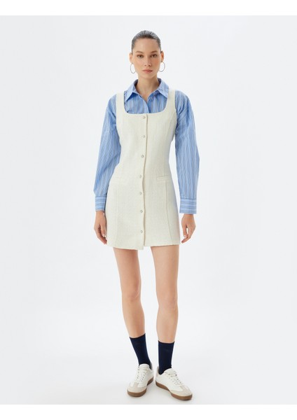 Tüvit Jile Elbise U Yaka Kalın Askılı Düğmeli Cep Detaylı Slim Fit modelleri