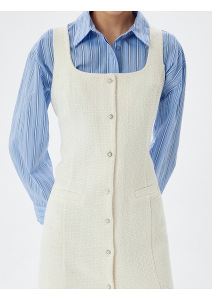 Tüvit Jile Elbise U Yaka Kalın Askılı Düğmeli Cep Detaylı Slim Fit indirimleri