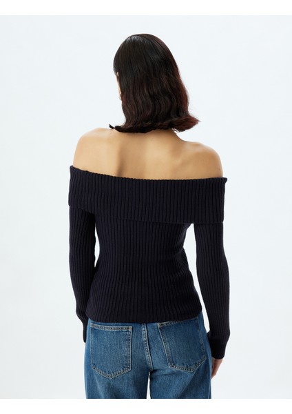 Omzu Açık Triko Kazak Uzun Kollu fırsatları