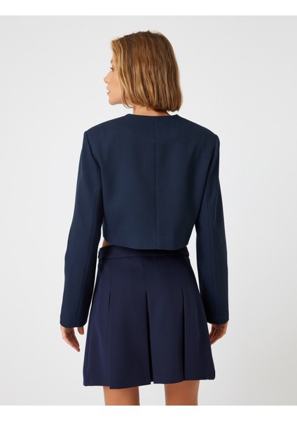 Crop Ceket Yuvarlak Yaka Gold Düğmeli Cepli fırsatları