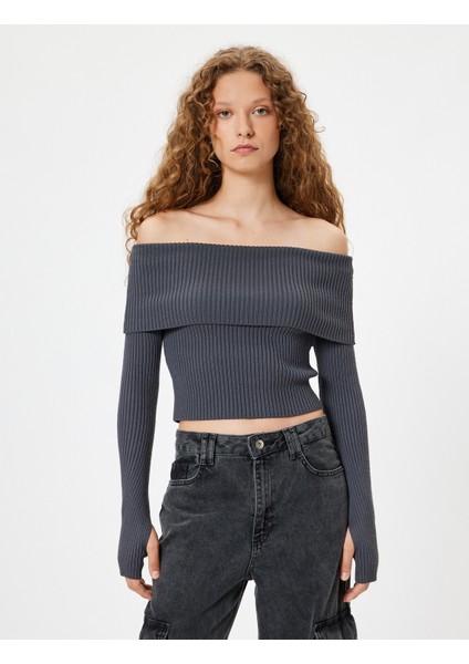 Madonna Yaka Kazak Uzun Kollu Slim Fit Dokulu modelleri