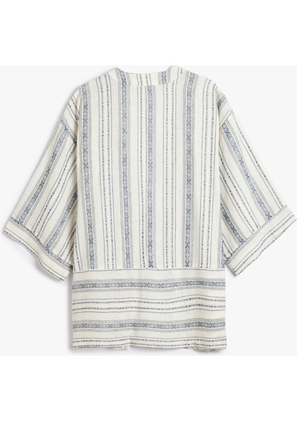 Keten Kimono 3/4 Geniş Kol Kalça Boy fiyatları