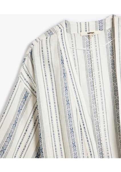 Keten Kimono 3/4 Geniş Kol Kalça Boy modelleri