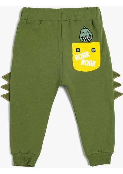 Jogger Eşofman Altı Aplike Detaylı Beli Bağlamalı Şardonlu Pamuklu fiyatları