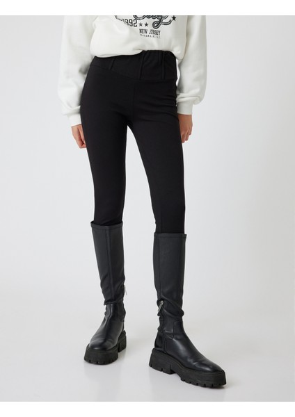 Yüksek Bel Tayt Interlok Çelik Korse Görünümlü Skinny Fit