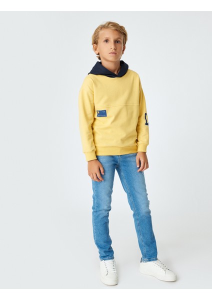 Kot Pantolon Ayarlanabilir Lastikli Pamuklu - Slim Jean