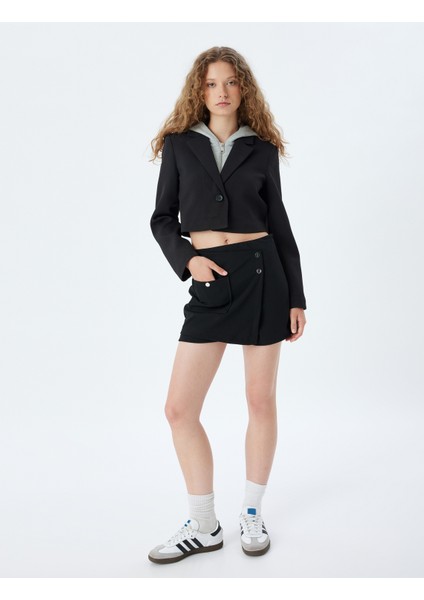 Mini Şort Etek Çıtçıt Düğme Detaylı Cepli Slim Fit