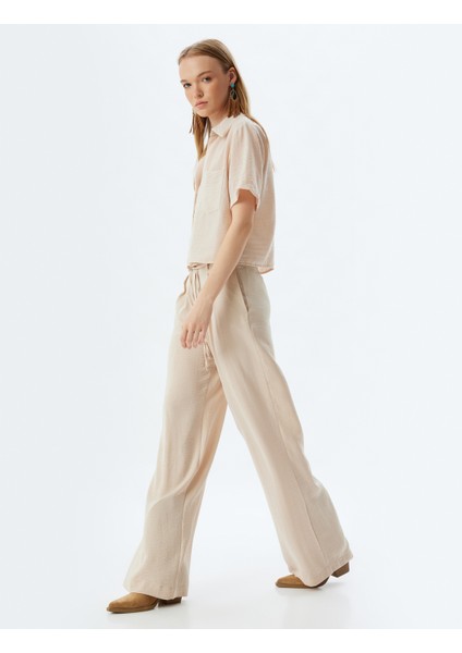 Geniş Paça Pantolon Düğmeli Beli Bağcıklı Normal Bel fiyatları