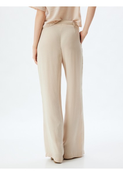 Geniş Paça Pantolon Düğmeli Beli Bağcıklı Normal Bel fırsatları