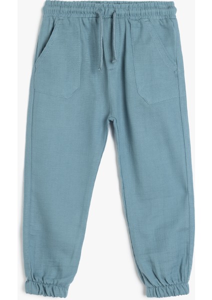 Jogger Pantolon Beli Bağlamalı Lastikli Cepli