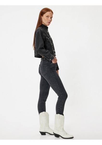 Yüksek Bel Kot Pantolon Skinny Fit Düğmeli - Carmen Jeans