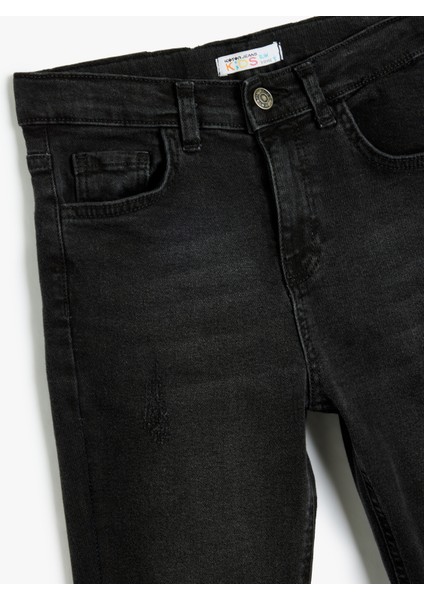 Kot Pantolon Ayarlanabilir Lastikli Pamuklu - Slim Jean