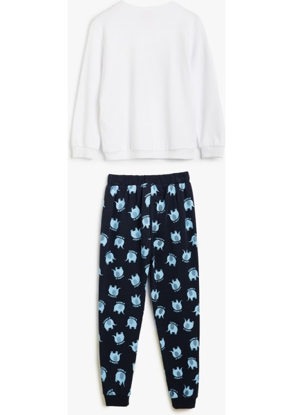 Pijama Takımı Fil Baskılı Uzun Kollu Bisiklet Yaka Pamuklu fiyatları