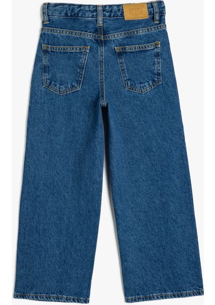 Bol Paça Kot Pantolon Düğme Kapamalı Cepli Pamuklu fiyatları