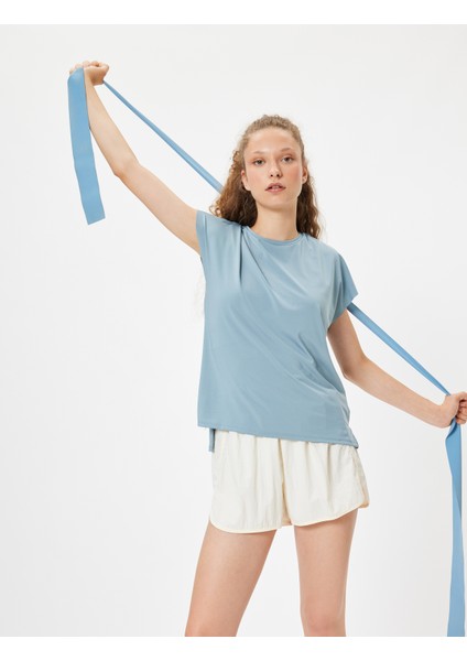 Oversize Spor Tişört Bisiklet Yaka Kısa Kollu