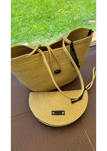 2li Takım Plaj Çantası El Çantası Clutch Totebag Kadın Çanta Yazlık Hediyelik modelleri