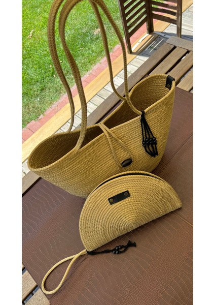 2li Takım Plaj Çantası El Çantası Clutch Totebag Kadın Çanta Yazlık Hediyelik indirimleri