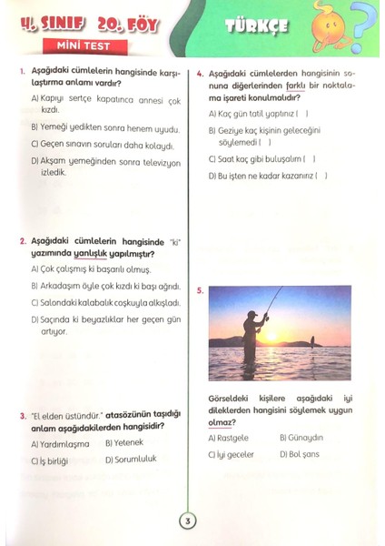 4. Sınıf 2. Dönem Haftalık Tekrar Föyü
