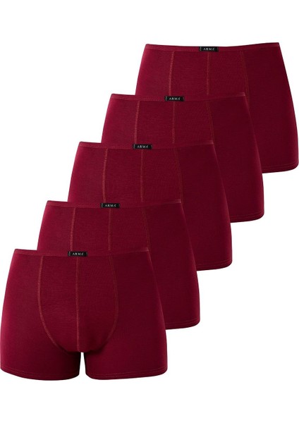 Erkek İnce Bel Lastikli Bambu Boxer Bordo 5'li Paket