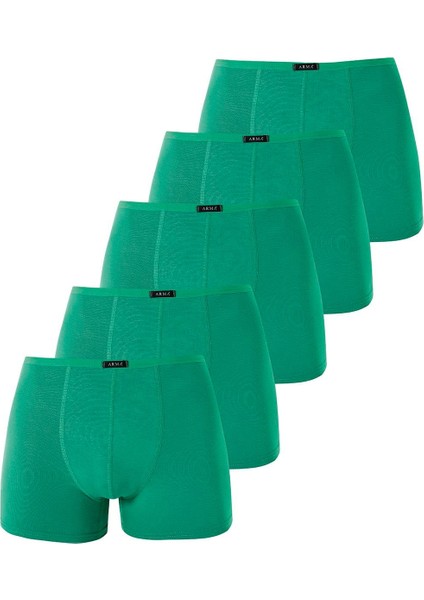 Erkek İnce Bel Lastikli Bambu Boxer Yeşil 5'li Paket