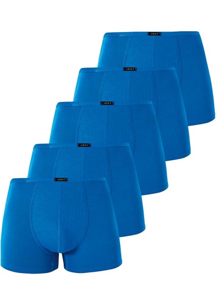 Erkek İnce Bel Lastikli Bambu Boxer Mavi 5'li Paket