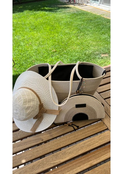 Bailey 3lü Takım Plaj Çantası , El Çantası Clutch, Şapka, Totebag,çanta, Yazlık, Hediyelik fırsatları