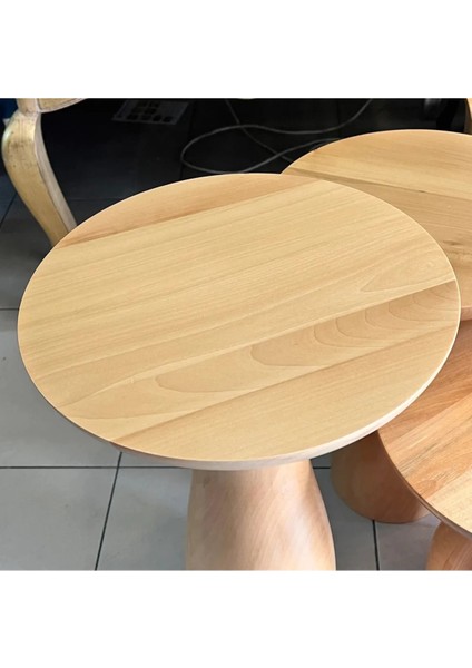 Ahşap 3’Lü Set Fitilli Mantar Yan Sehpa Modern Fiskos / Çiçeklik / Zigon Sehpa