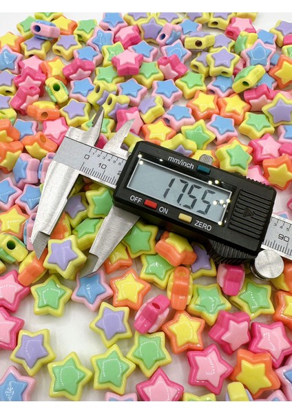 17,55 mm Renkli Yıldız Karışık Akrilik Boncuk Takı Yapımı Bead (25 Adet)