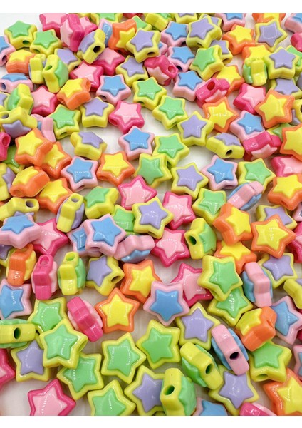 17,55 mm Renkli Yıldız Karışık Akrilik Boncuk Takı Yapımı Bead (25 Adet) fiyatları