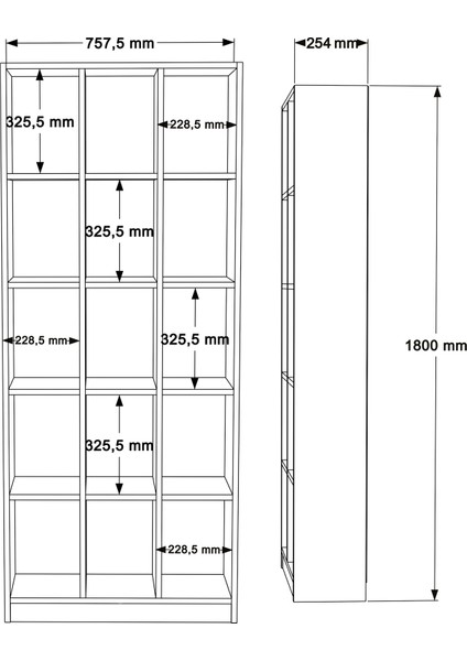 Vera Geniş Kitaplık 15 Raflı 180CM Beyaz indirimleri