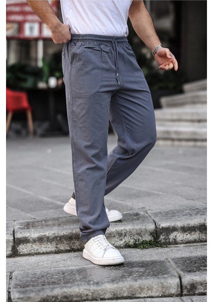 3A Moda Füme Renk Erkek Yazlık Keten Karışımı Relaxed Pantolon fiyatları